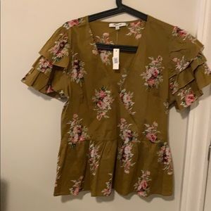 Madewell floral top with peplum detail